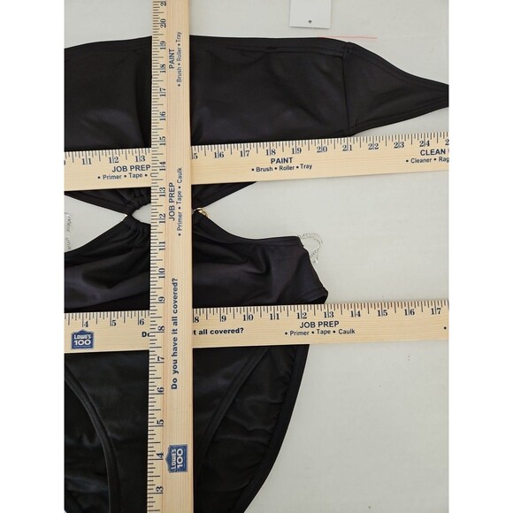 MICHAEL KORS BLACK OPEN SIDES ONE PIECE SWIMSUIT 8 Optional Straps Bandeau Pads - Picture 11 of 12